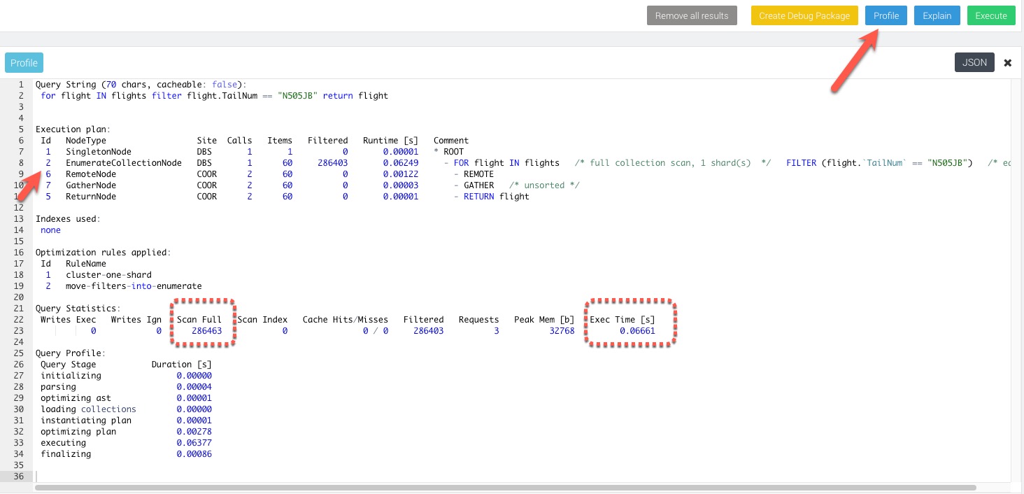 ArangoDB query profile