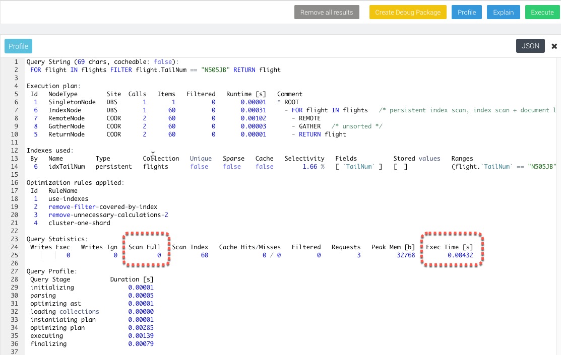 ArangoDB query profile